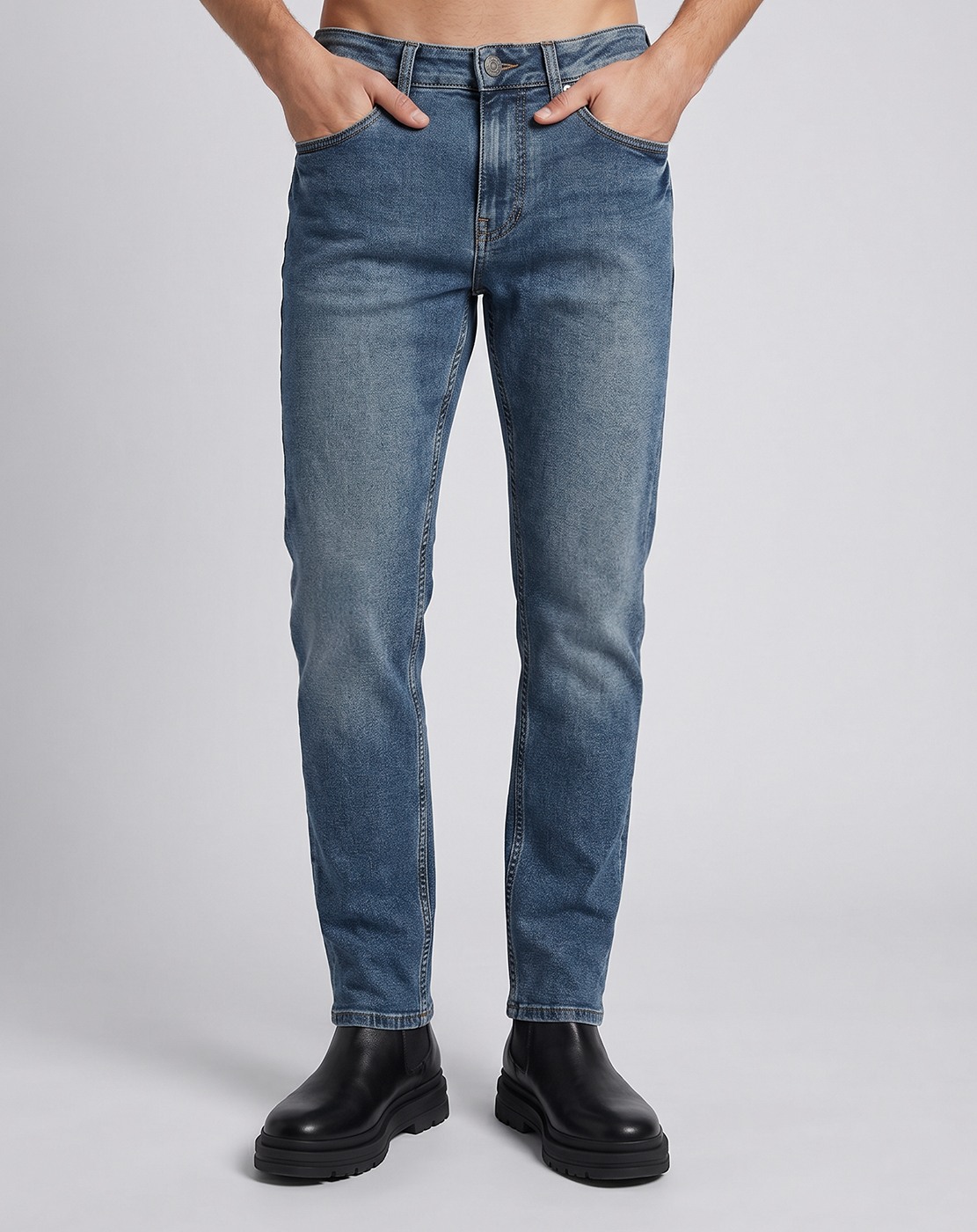 Cotton Tencel Relaxed Fit Blue Denim with Stretch