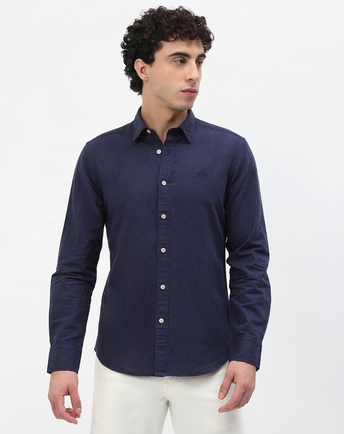 Cotton Linen Tailored Fit Solid Shirt
