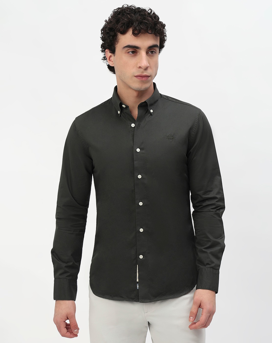 Cotton Tailored Fit Solid Shirt