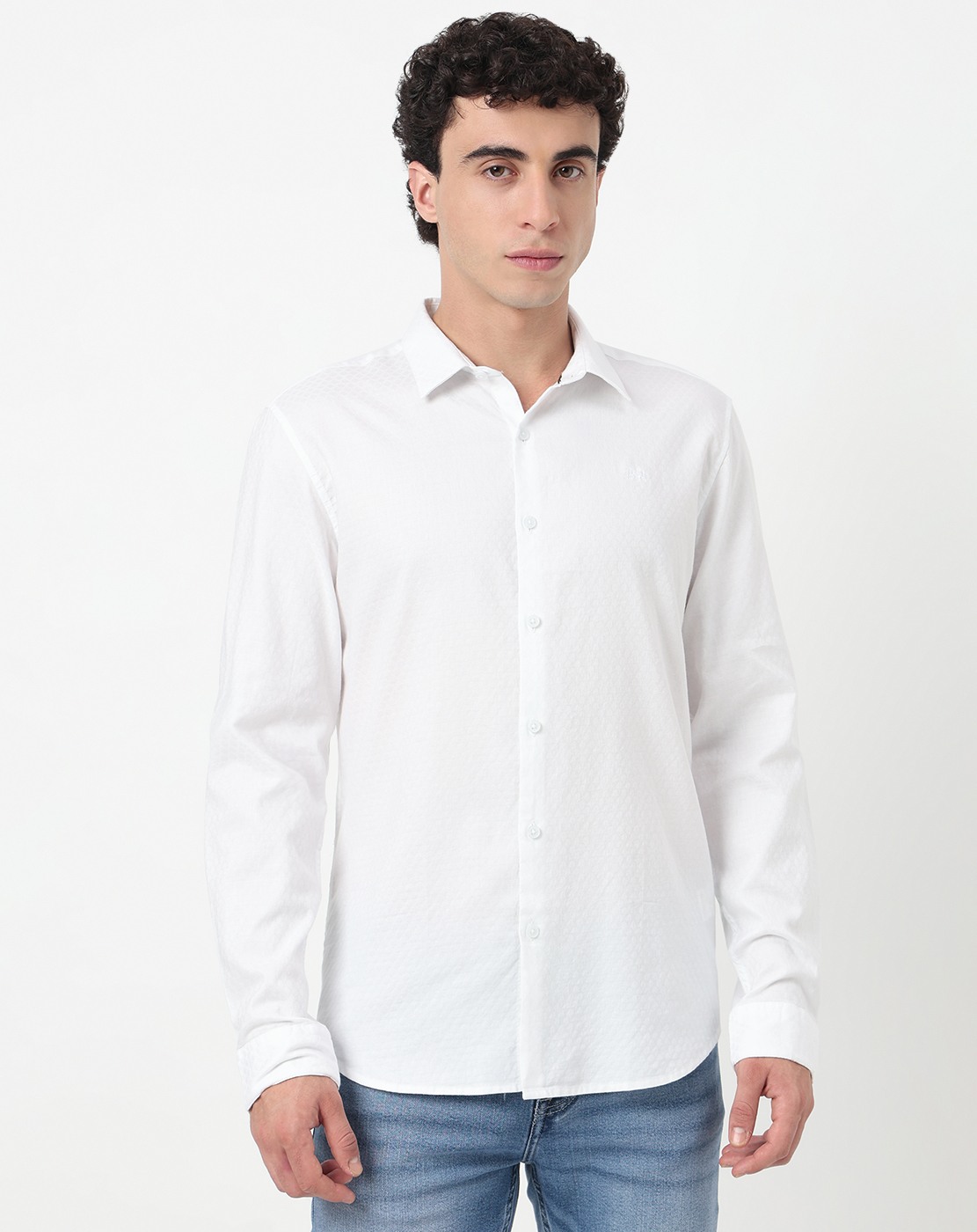 Cotton Slim Fit Solid White Shirt