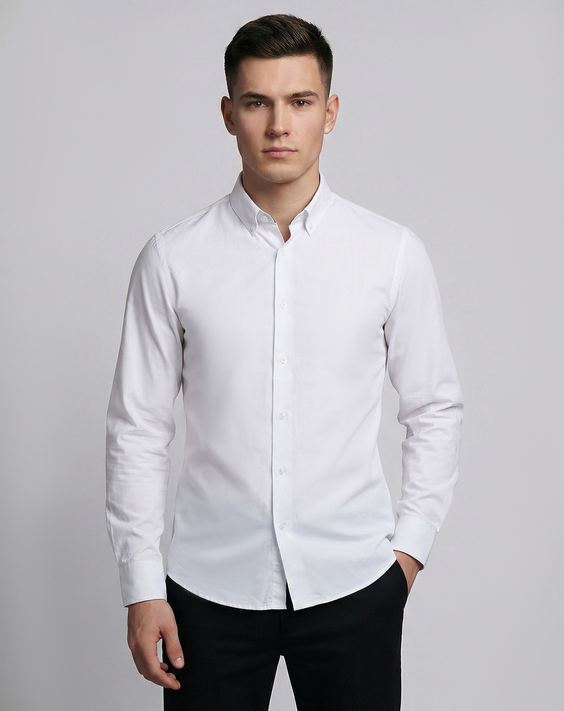 Cotton Tencel Linen Tailored Fit Solid White Shirt