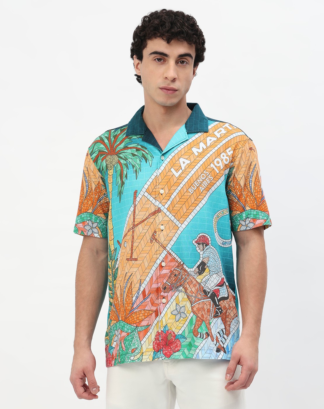 Rayon Relaxed Fit All Over Print Shirt