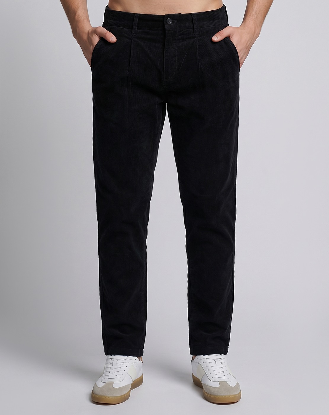 Cotton Stretch Regular Fit Solid Navy Trouser