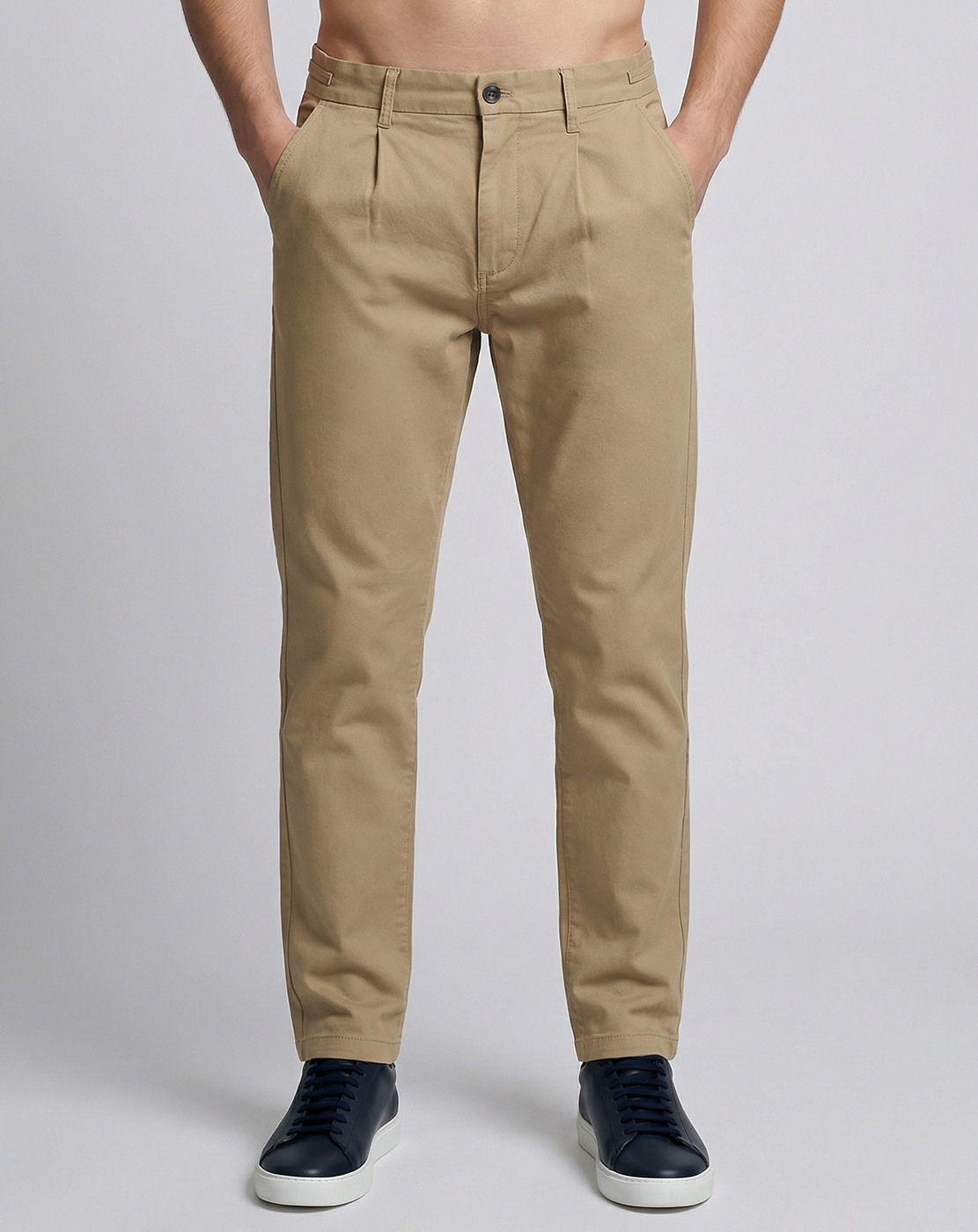 Cotton Stretch Regular Fit Solid Overdye Khaki Trouser