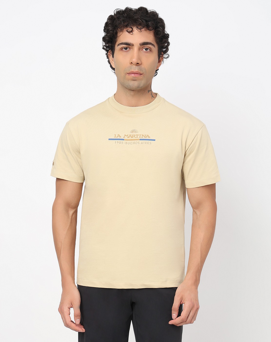 Cotton Relaxed Fit Solid Crew Neck Off-White Tshirt