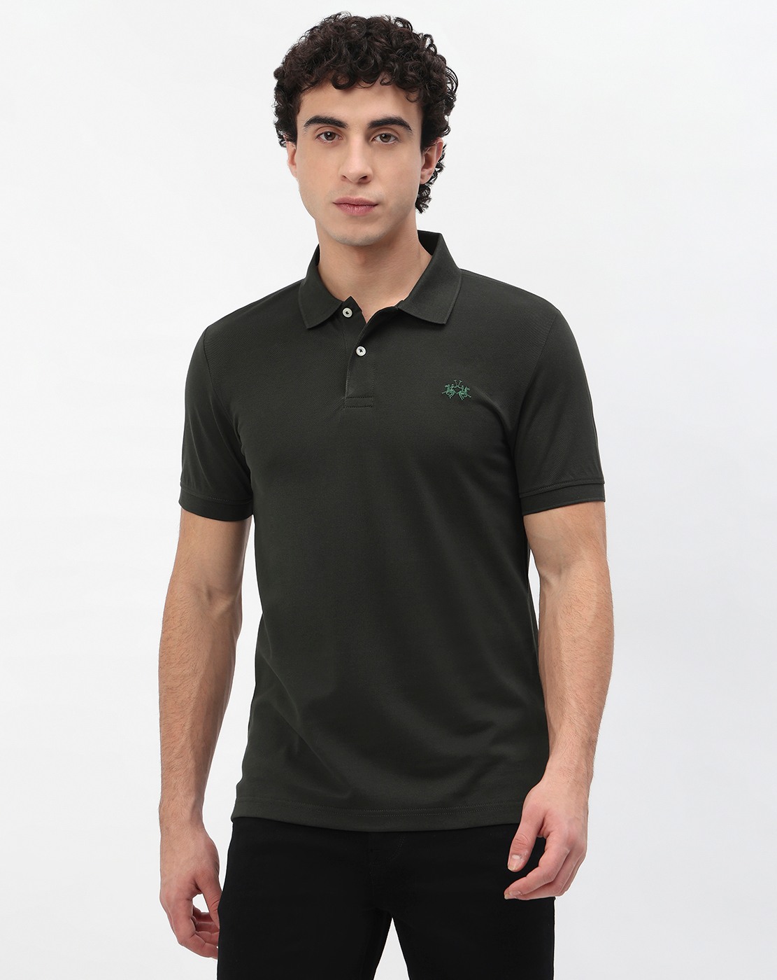 Cotton Mercerized Slim Fit Core Green Polo Tshirt