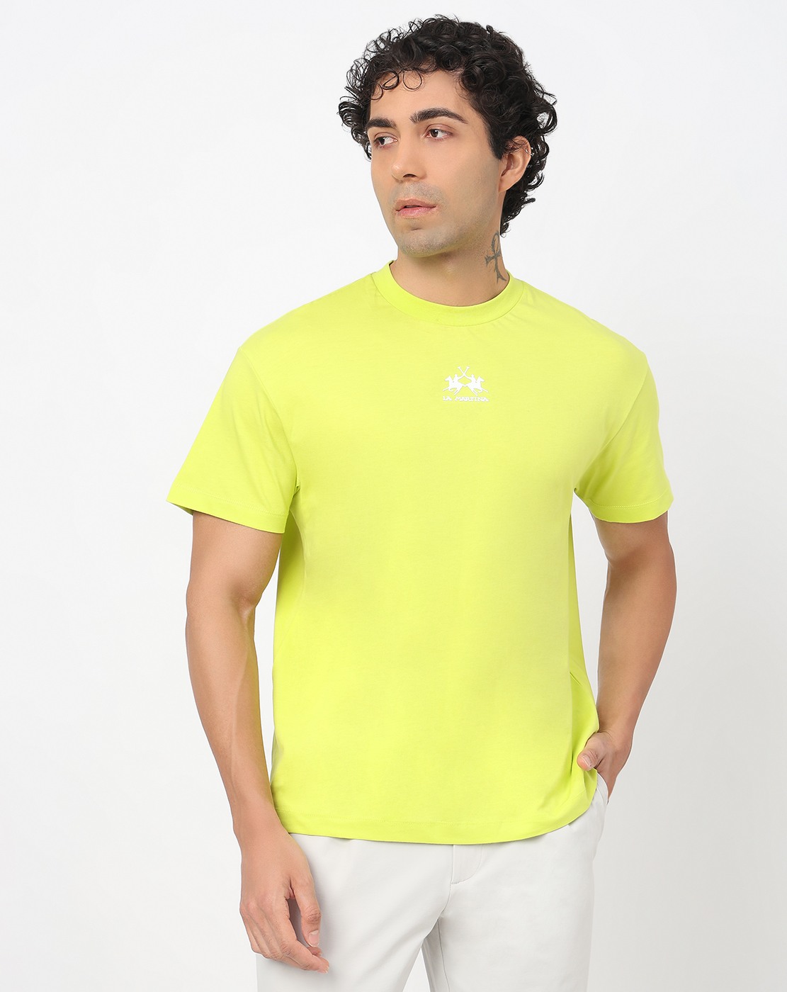 Cotton Relaxed Fit Crew Neck Graphic Yellow Tshirt