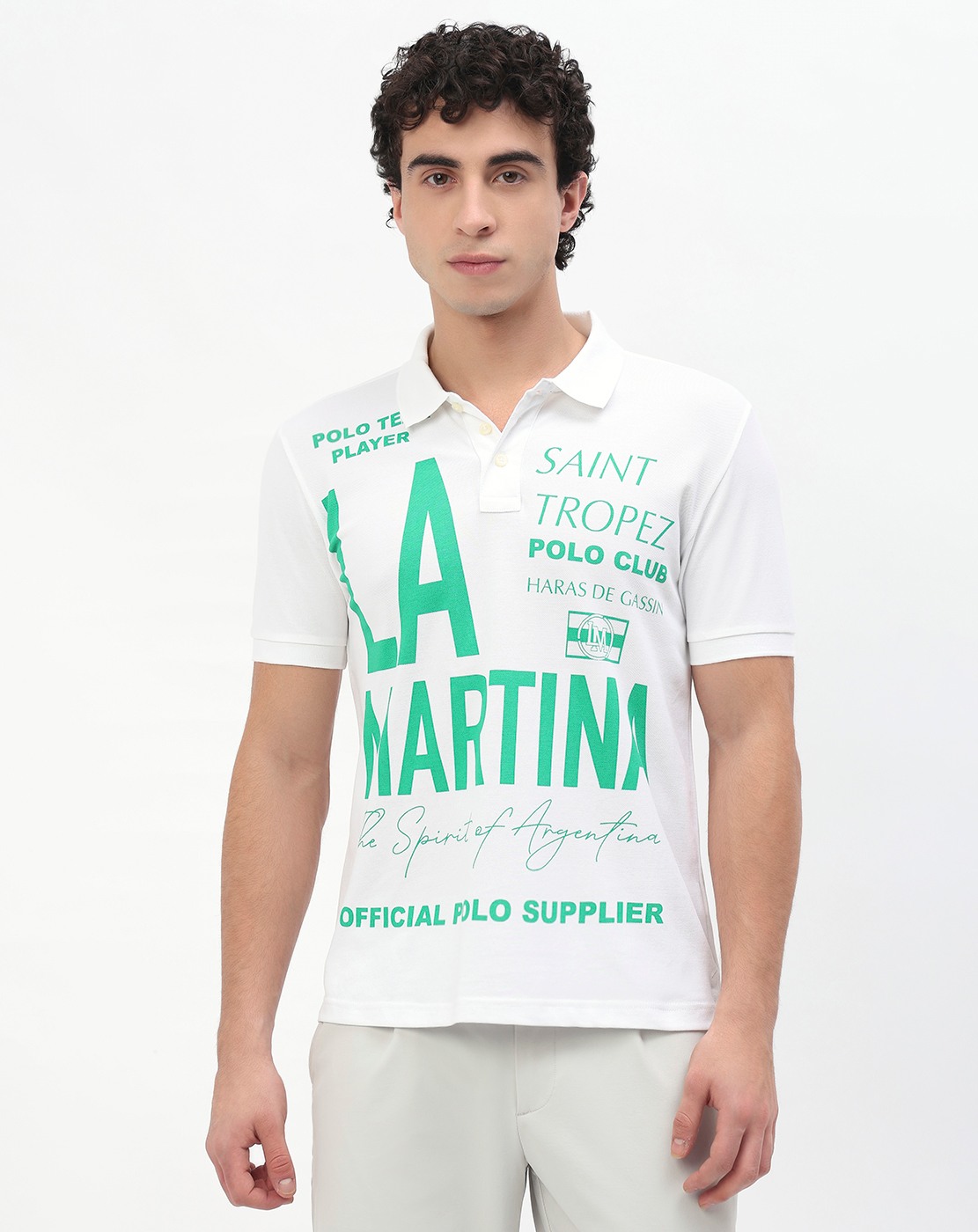 Cotton Slim Fit Solid White Polo Tshirt