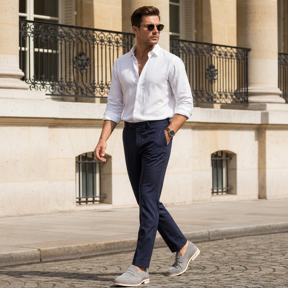 Florian Grey Suede Dress Loafer