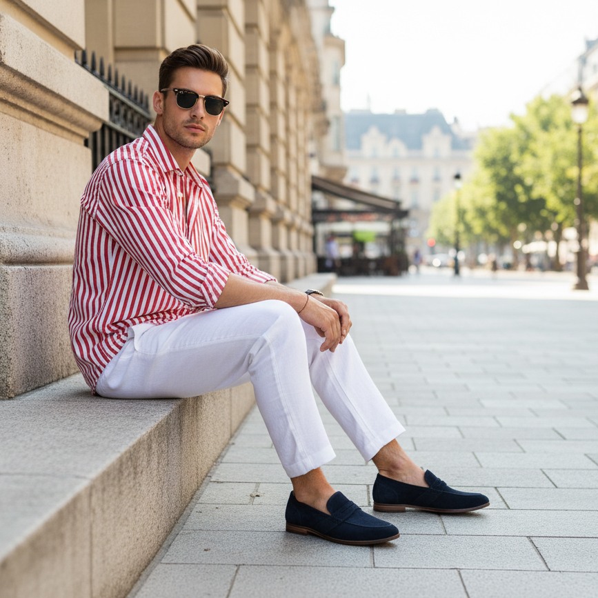 Magnus Navy Suede Dress Loafer