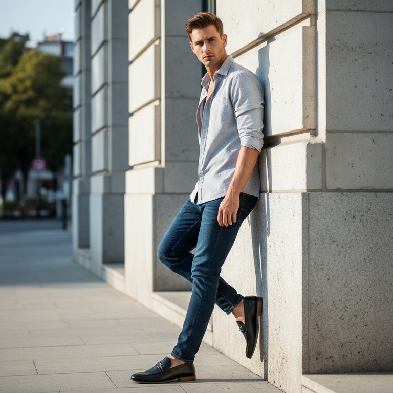 Elias Black Leather Dress Loafer