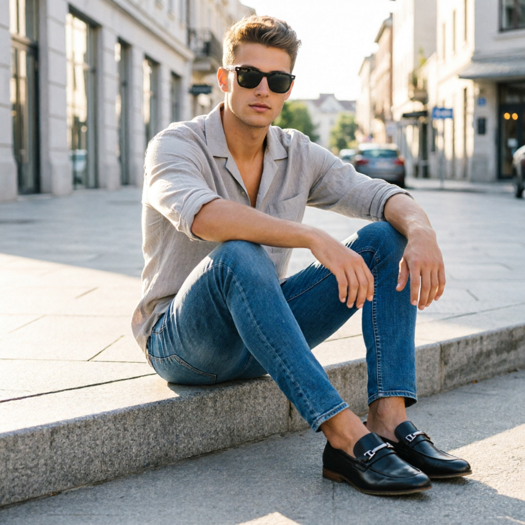 Elias Black Leather Dress Loafer