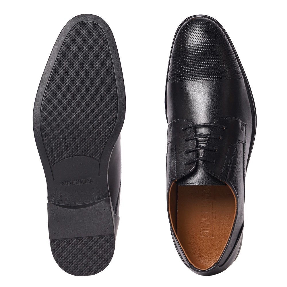 Rafael Black Leather Tie-Ups & Dress Loafers