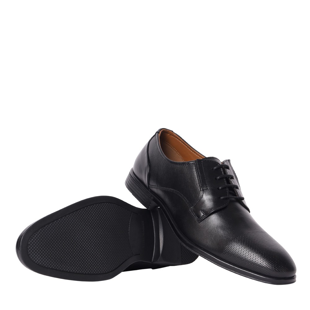 Rafael Black Leather Tie-Ups & Dress Loafers