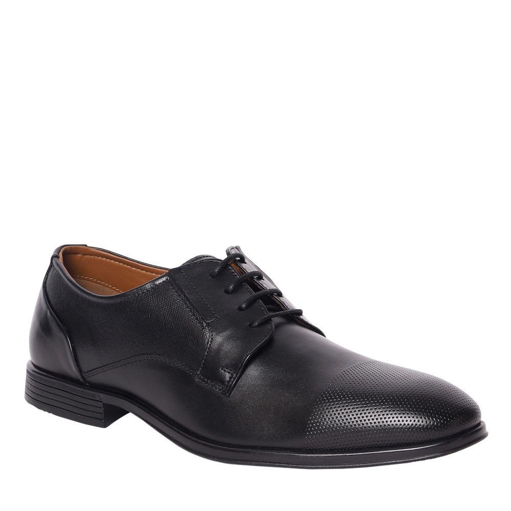 Rafael Black Leather Tie-Ups & Dress Loafers