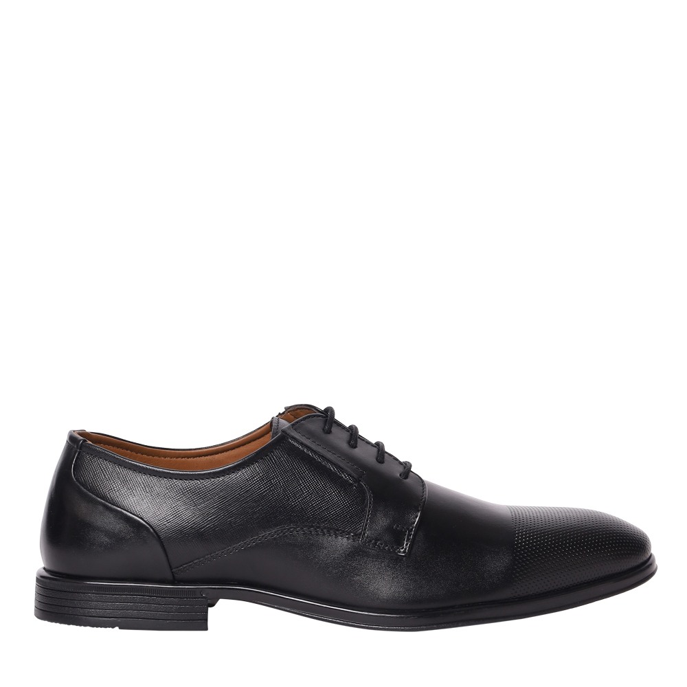 Rafael Black Leather Tie-Ups & Dress Loafers