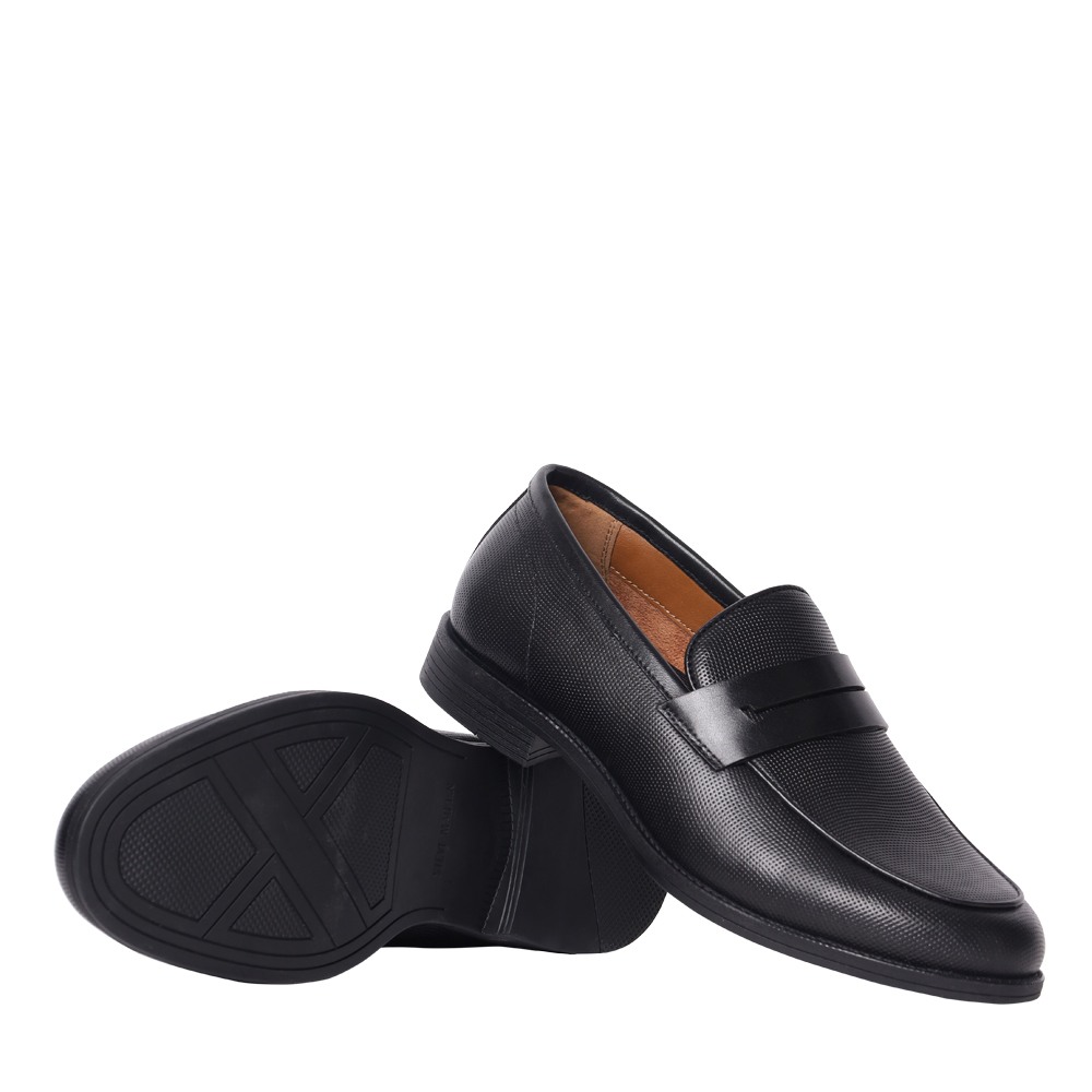 Floris Black Leather Dress Loafer