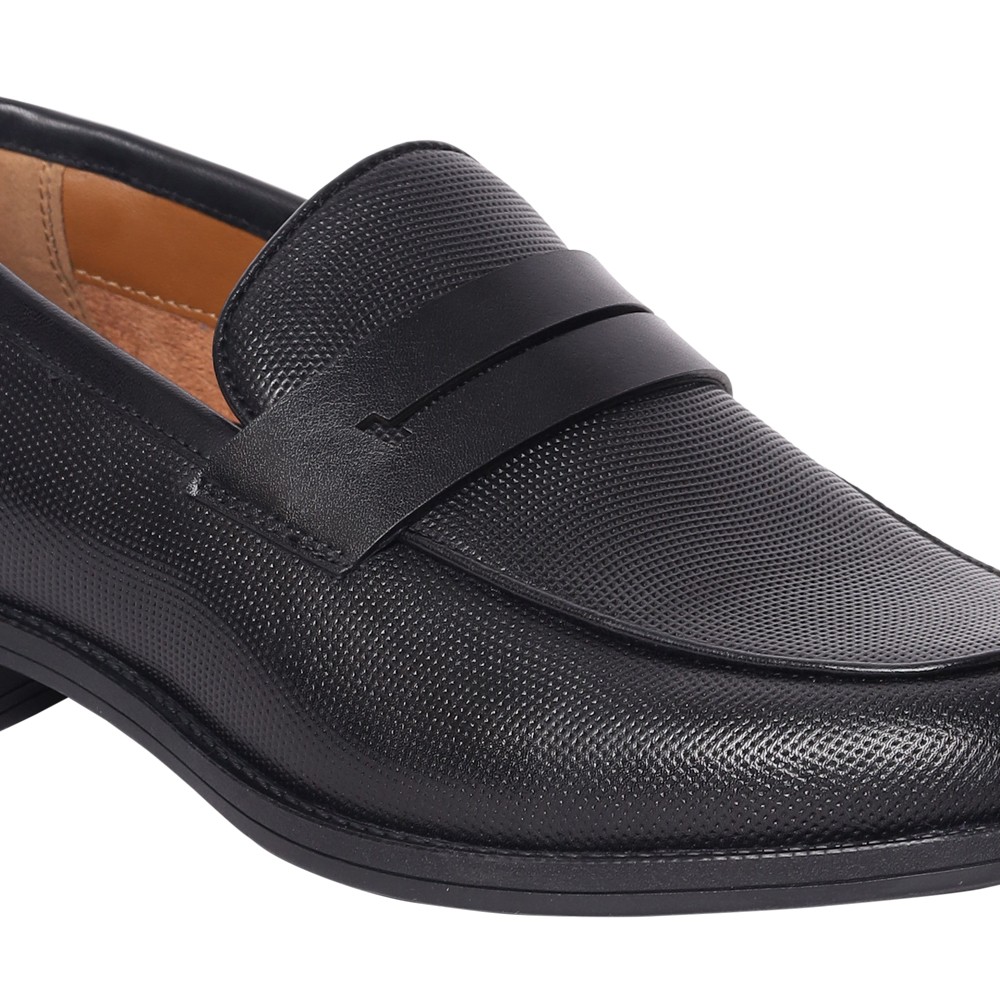 Floris Black Leather Dress Loafer