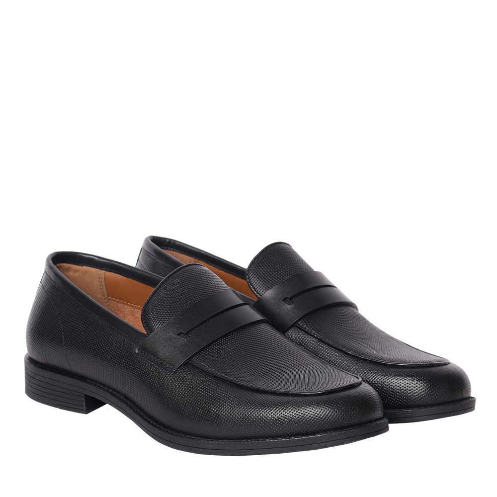 Floris Black Leather Dress Loafer