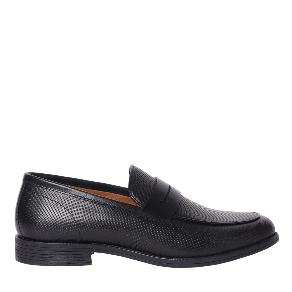 Floris Black Leather Dress Loafer
