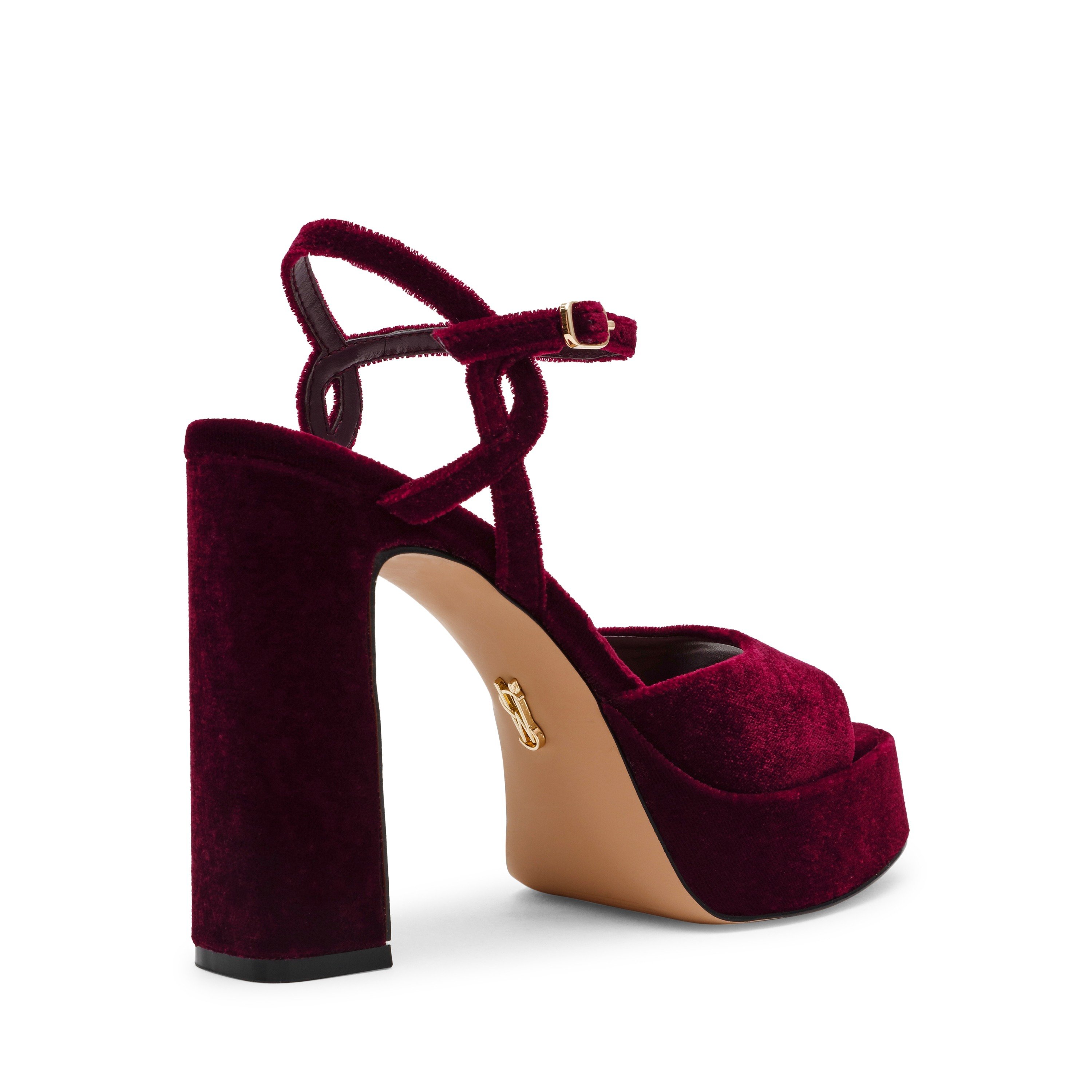 Miliana Burgundy Velvet Heels Sandals