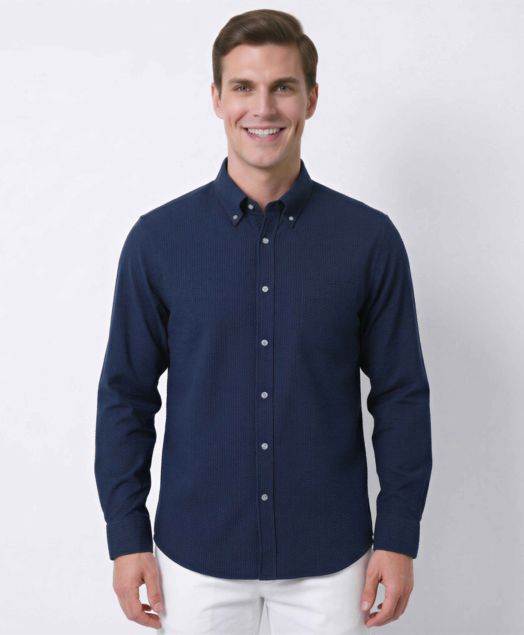 Cotton Solid Classic Fit Sport Shirt