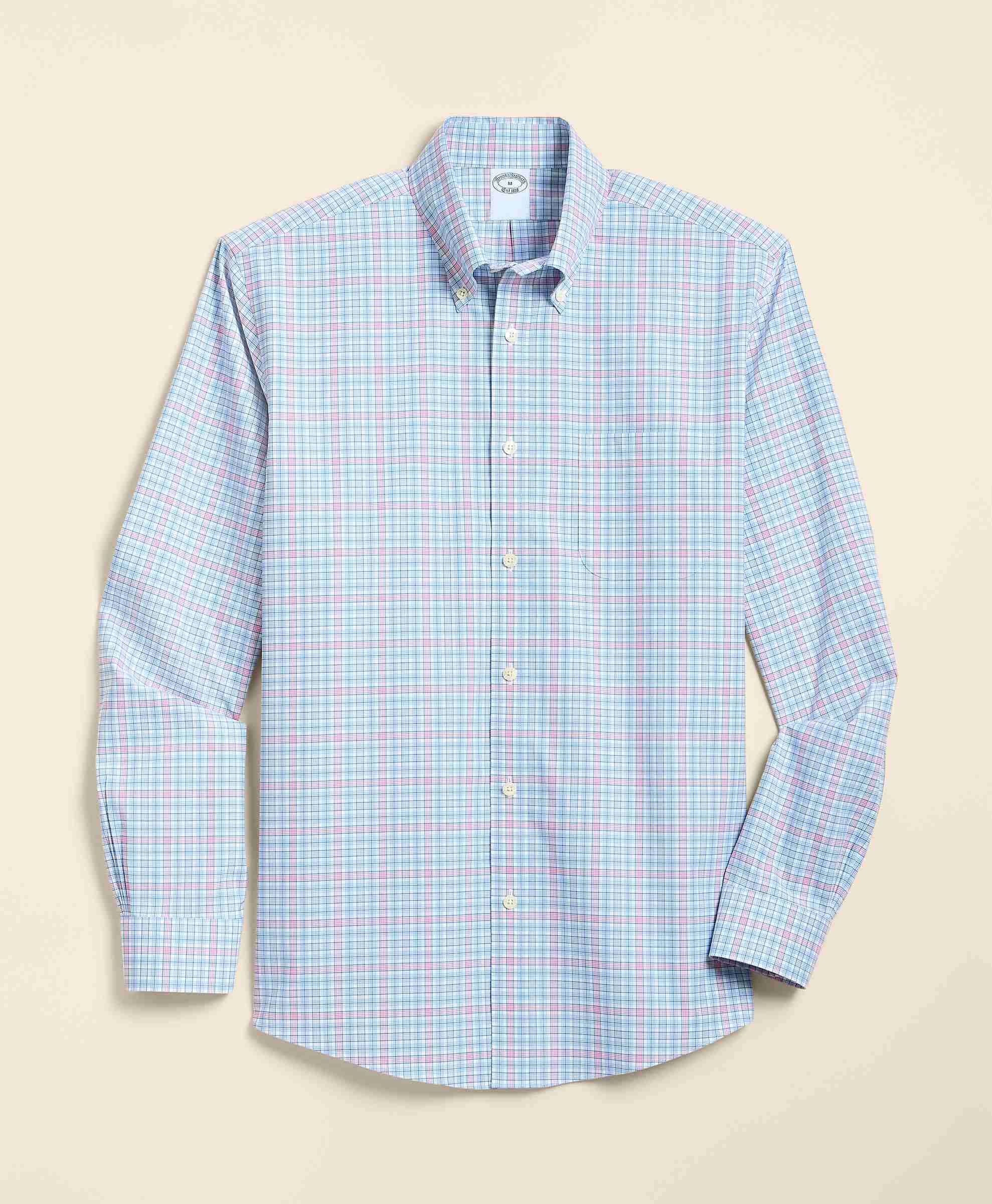 Non-Iron Broadcloth Cotton Checked Regular Fit Sport Shirt