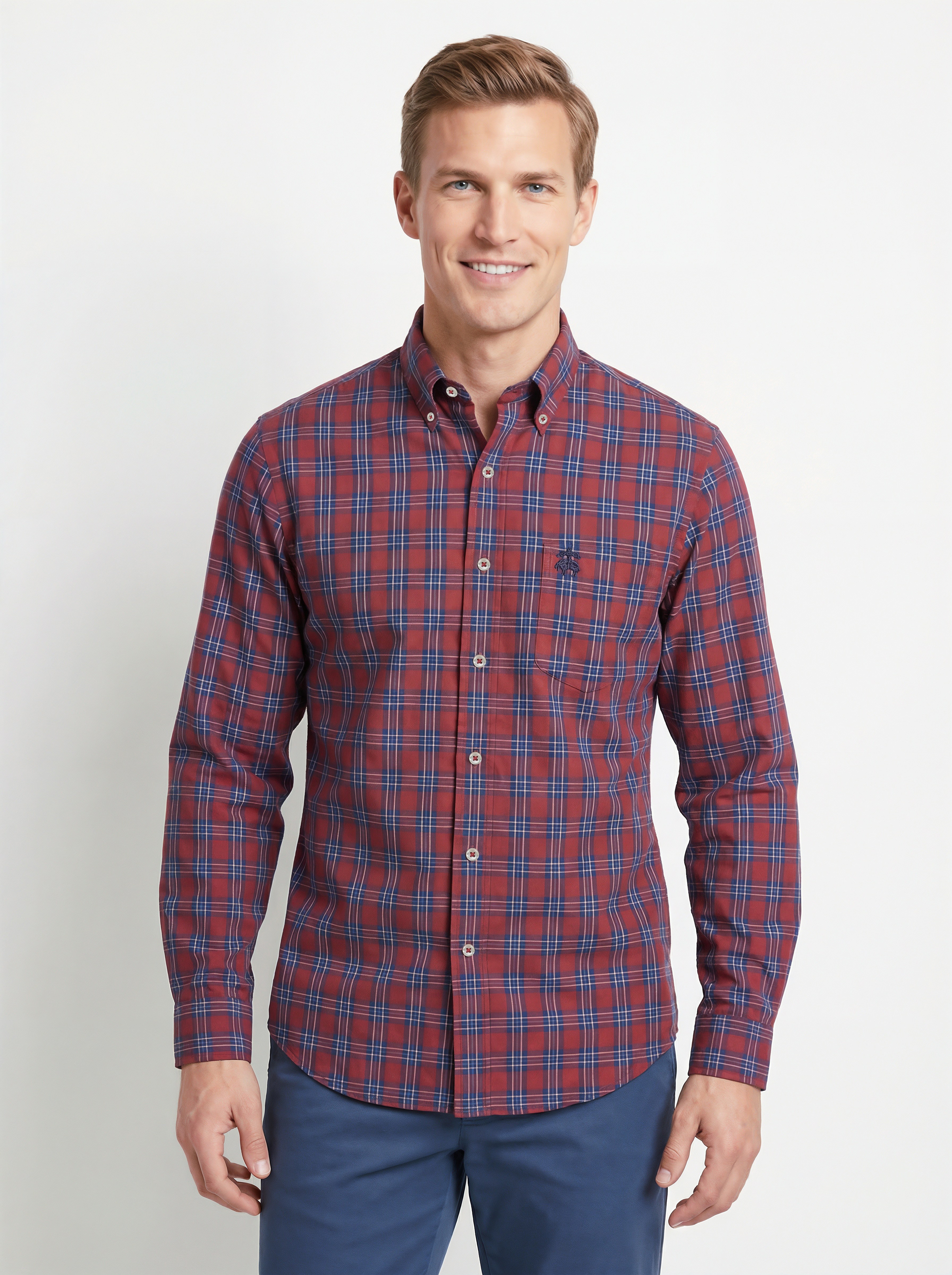 Friday Poplin Cotton Checked Regular Fit Sport Shirt