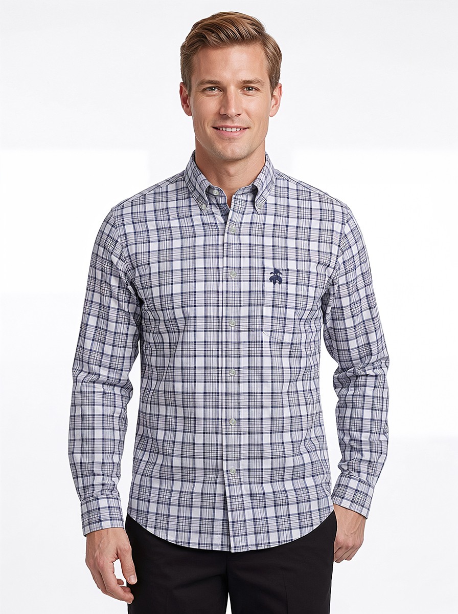 Friday Poplin Cotton Checked Regular Fit Sport Shirt