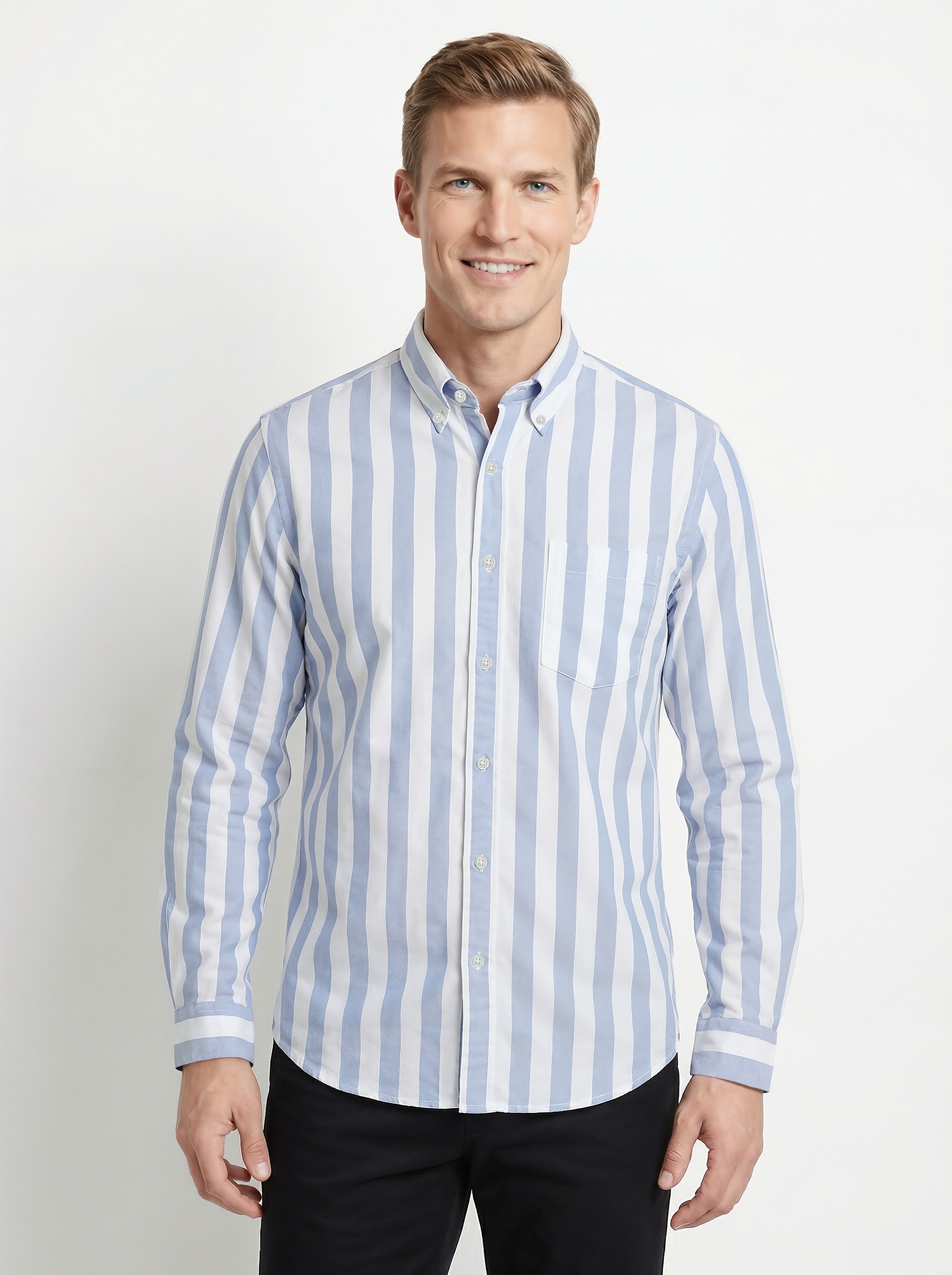 Friday Oxford Cotton Striped Regular Fit Sport Shirt