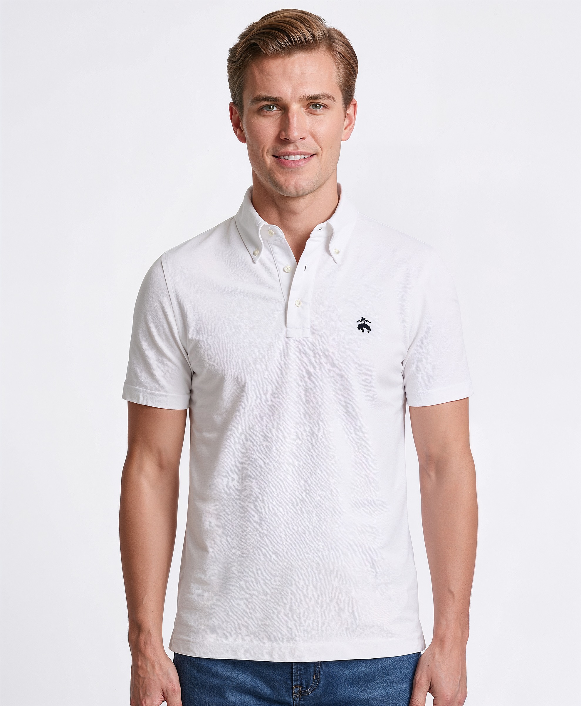 Oxford Pique Vintage Cotton Blend Solid Regular Fit Polo T-Shirt