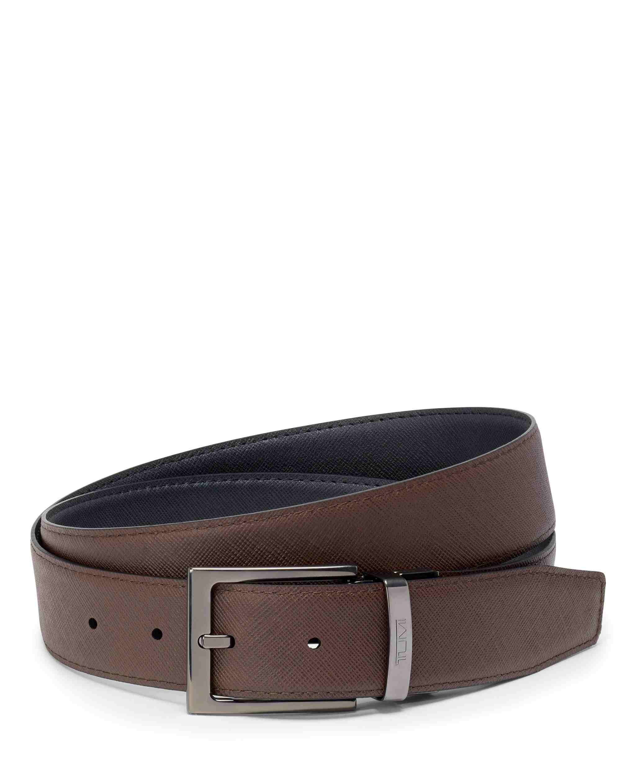Rectangle Buckle Reversible Saffiano To Smooth Leather Belt