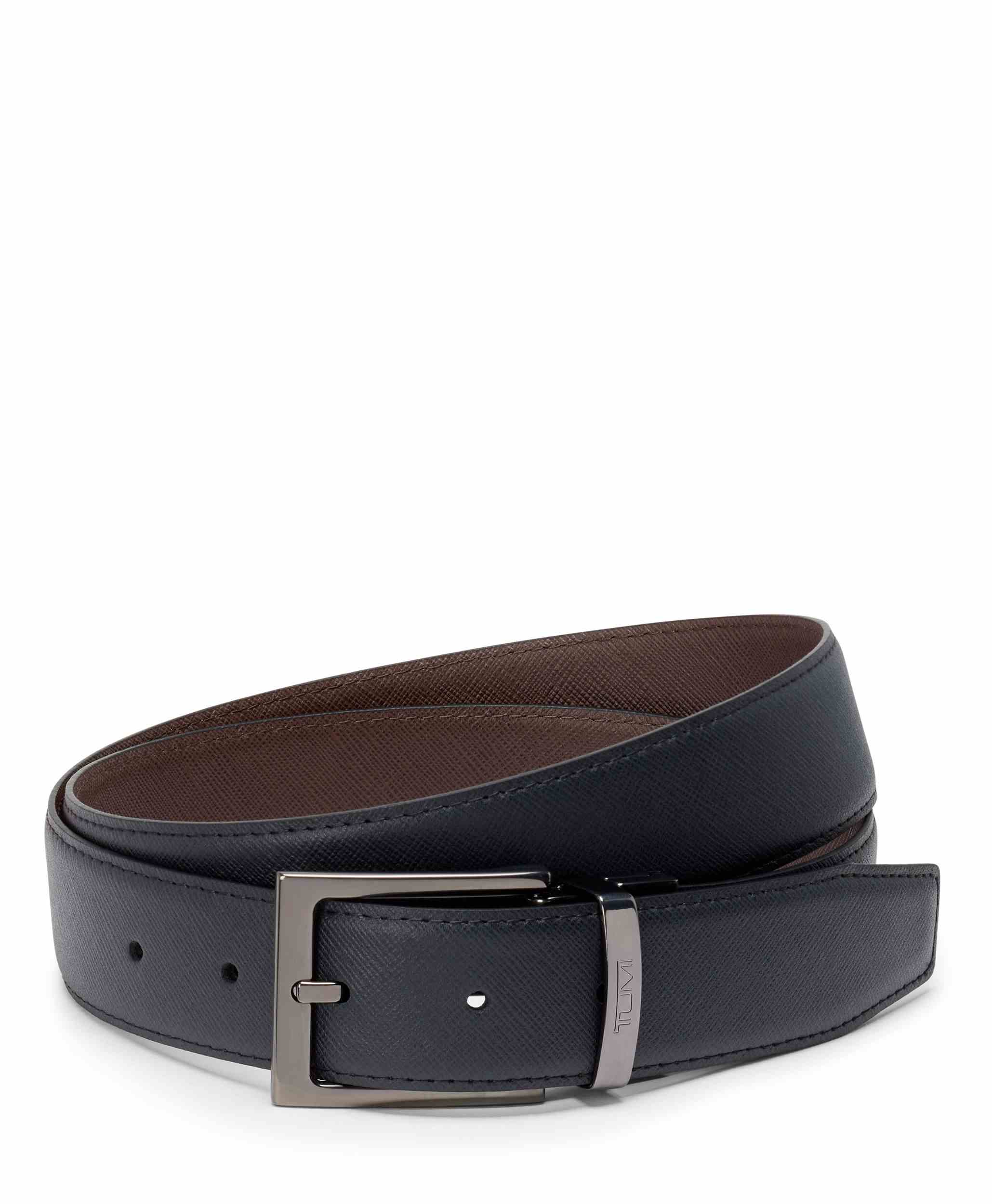 TUMI | Rectangle Buckle Reversible Saffiano To Smooth Leather Belt