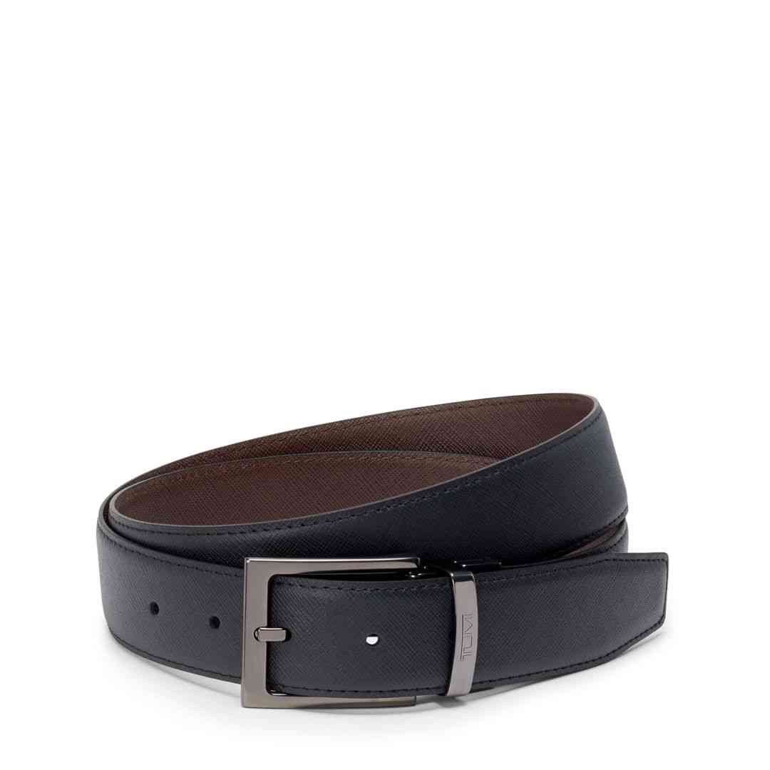 Rectangle Buckle Reversible Saffiano To Smooth Leather Belt