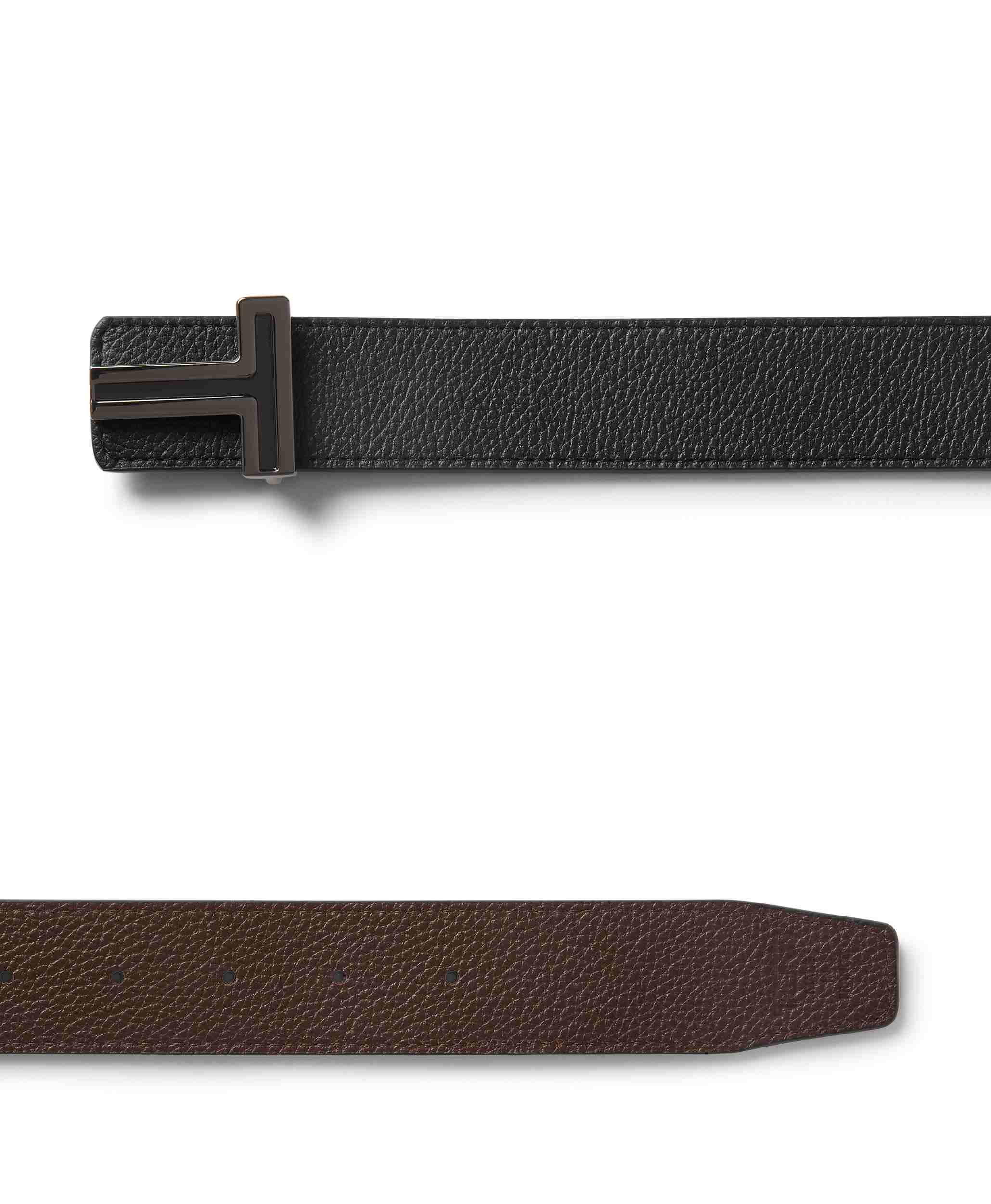 T Buckle Reversible Leather Belt