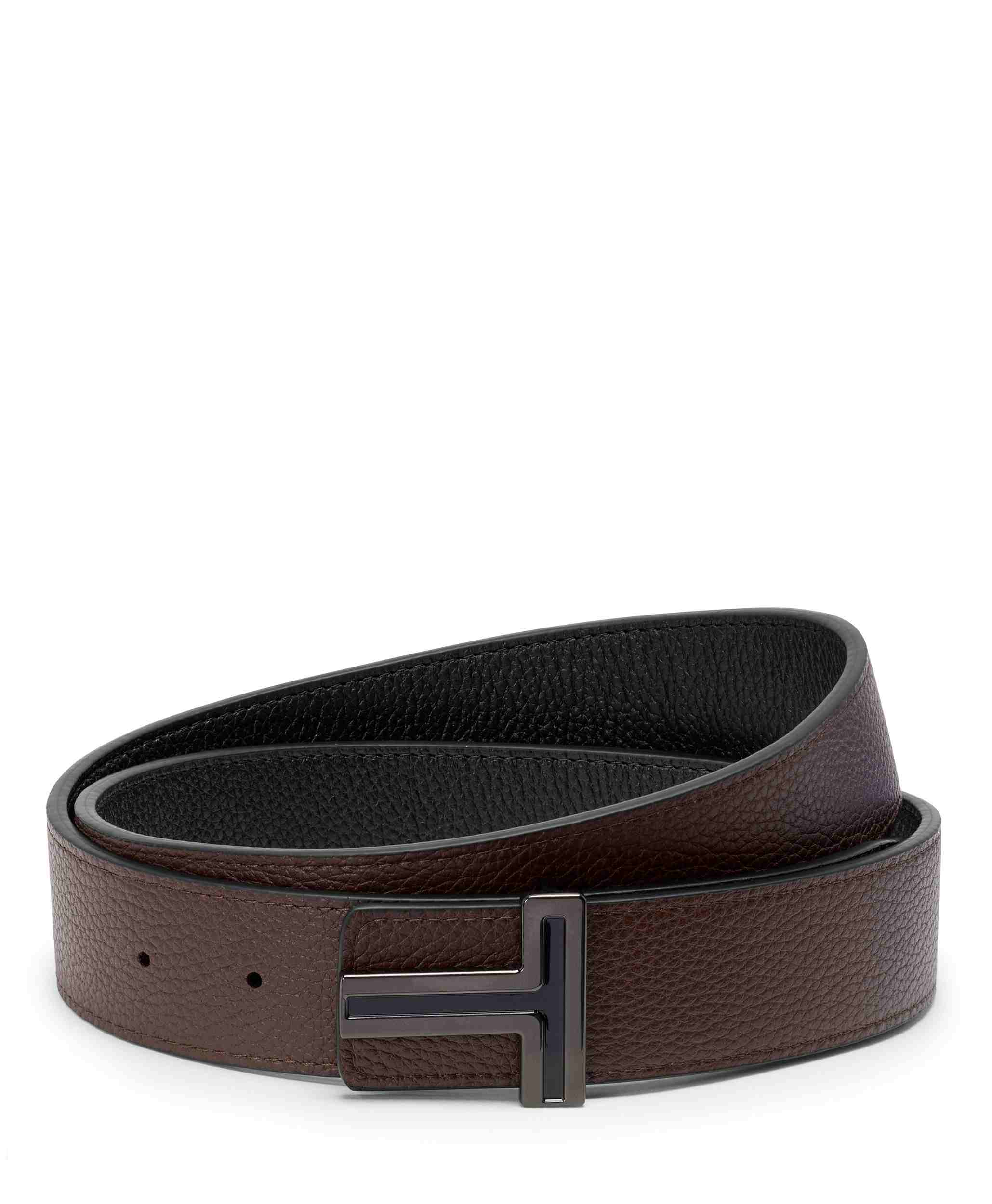 T Buckle Reversible Leather Belt
