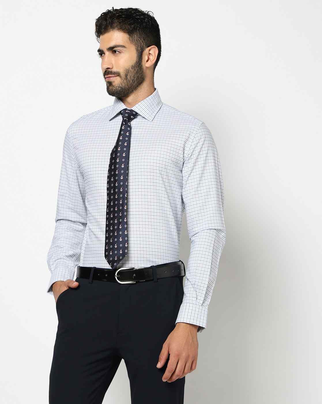 Cotton Checked Regular Fit Dress Shirt