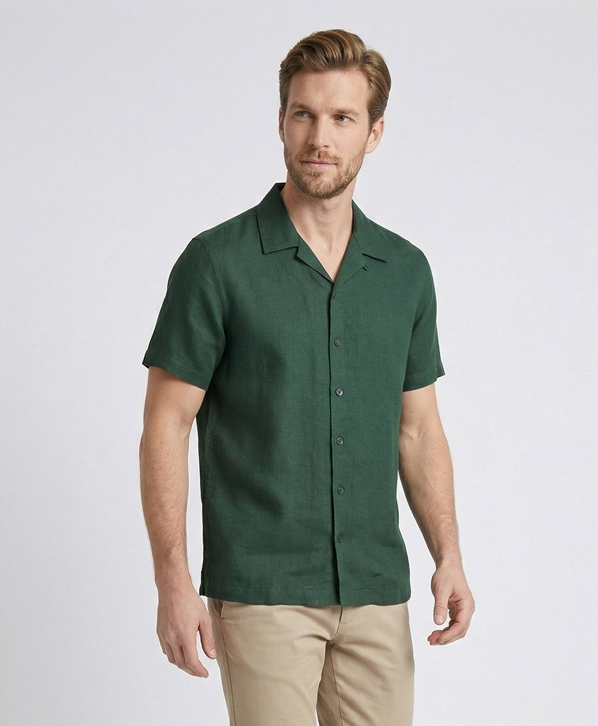 Brooks Brothers Linen Solid Regular Fit Sport Shirt