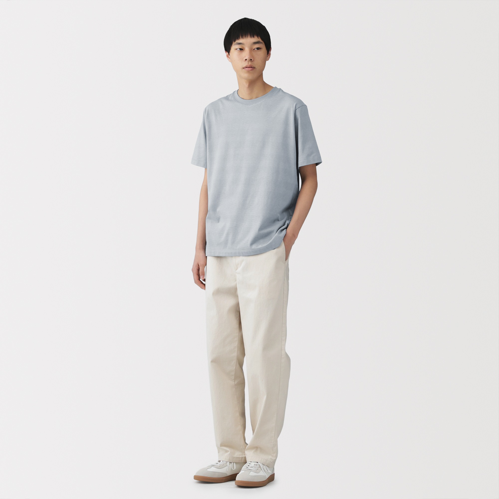 M's Jersey striped crew neck S/Slv T-shirt