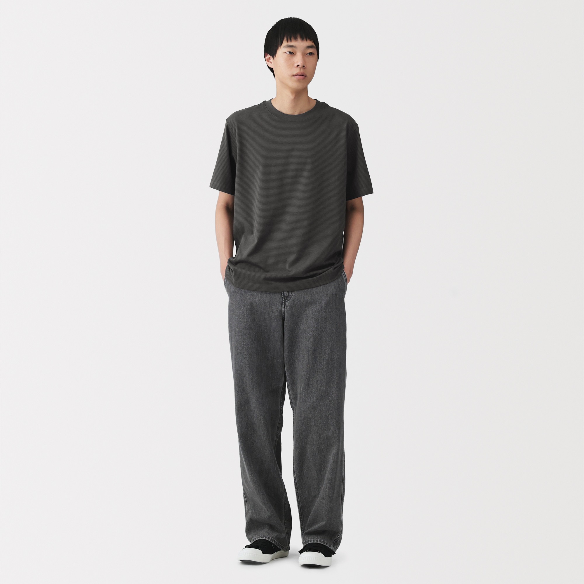 M's Jersey striped crew neck S/Slv T-shirt