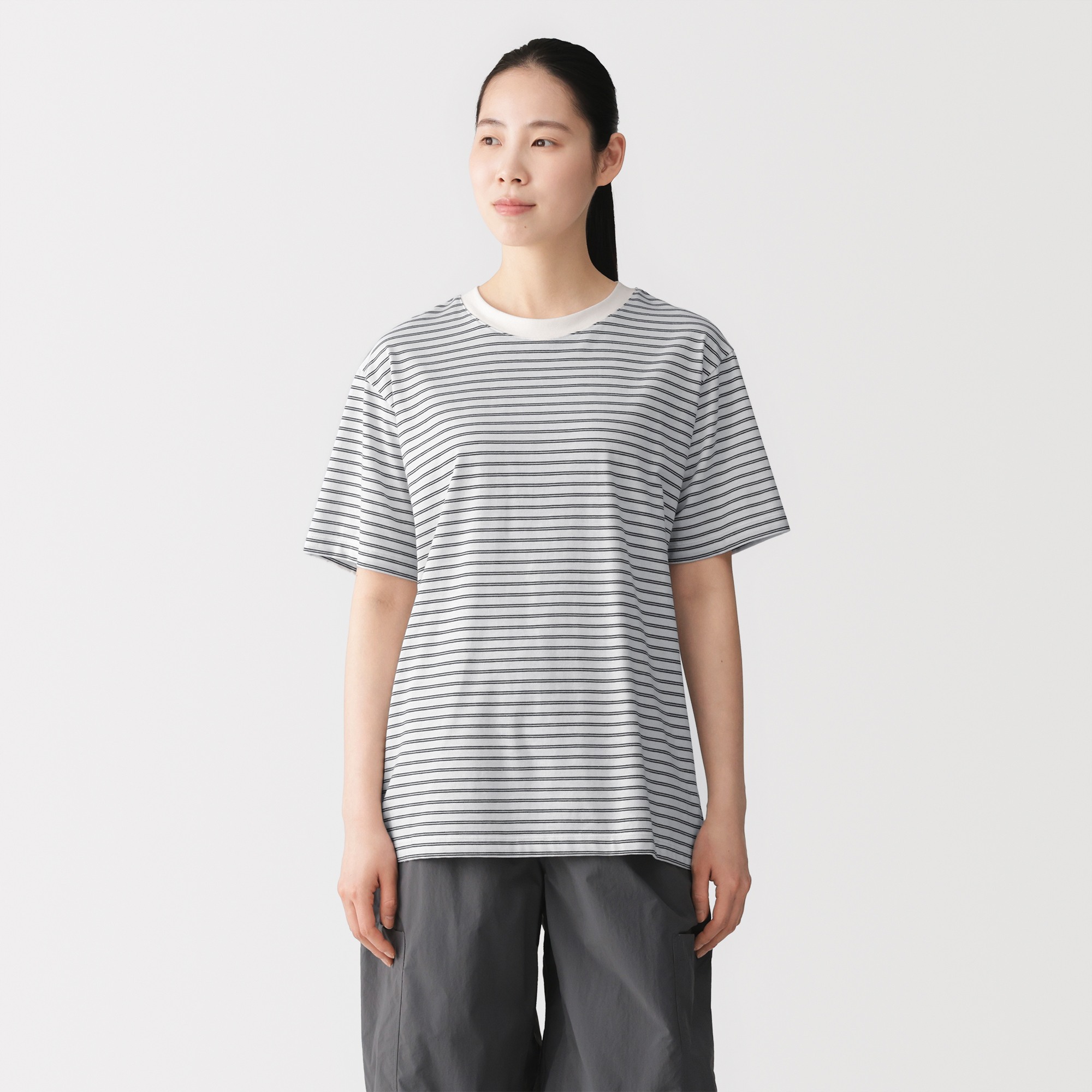 M's Jersey striped crew neck S/Slv T-shirt