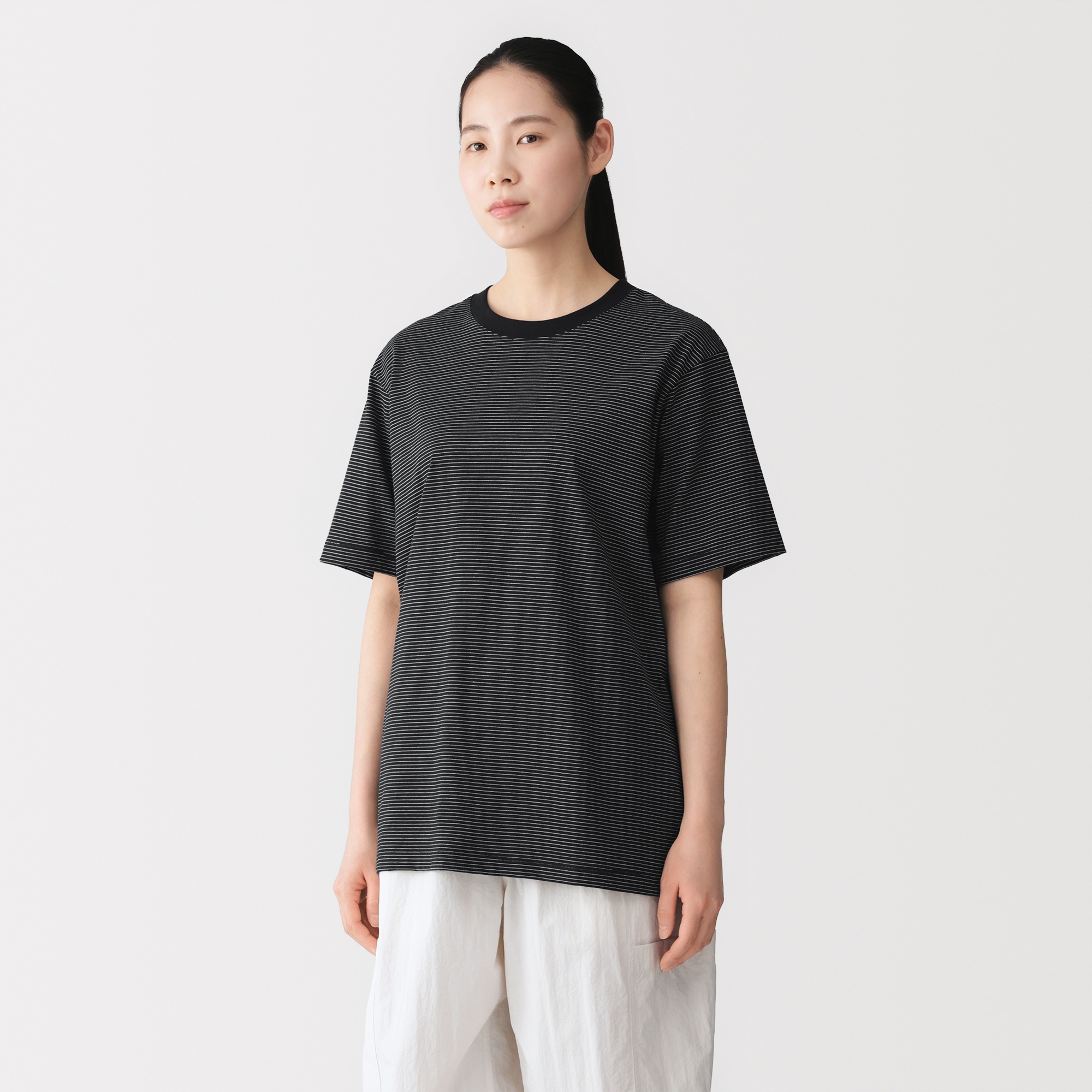 M's Jersey striped crew neck S/Slv T-shirt