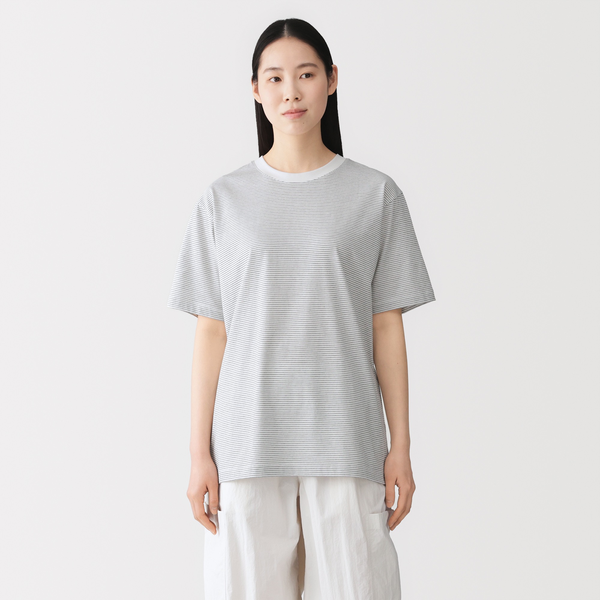 M's Jersey striped crew neck S/Slv T-shirt