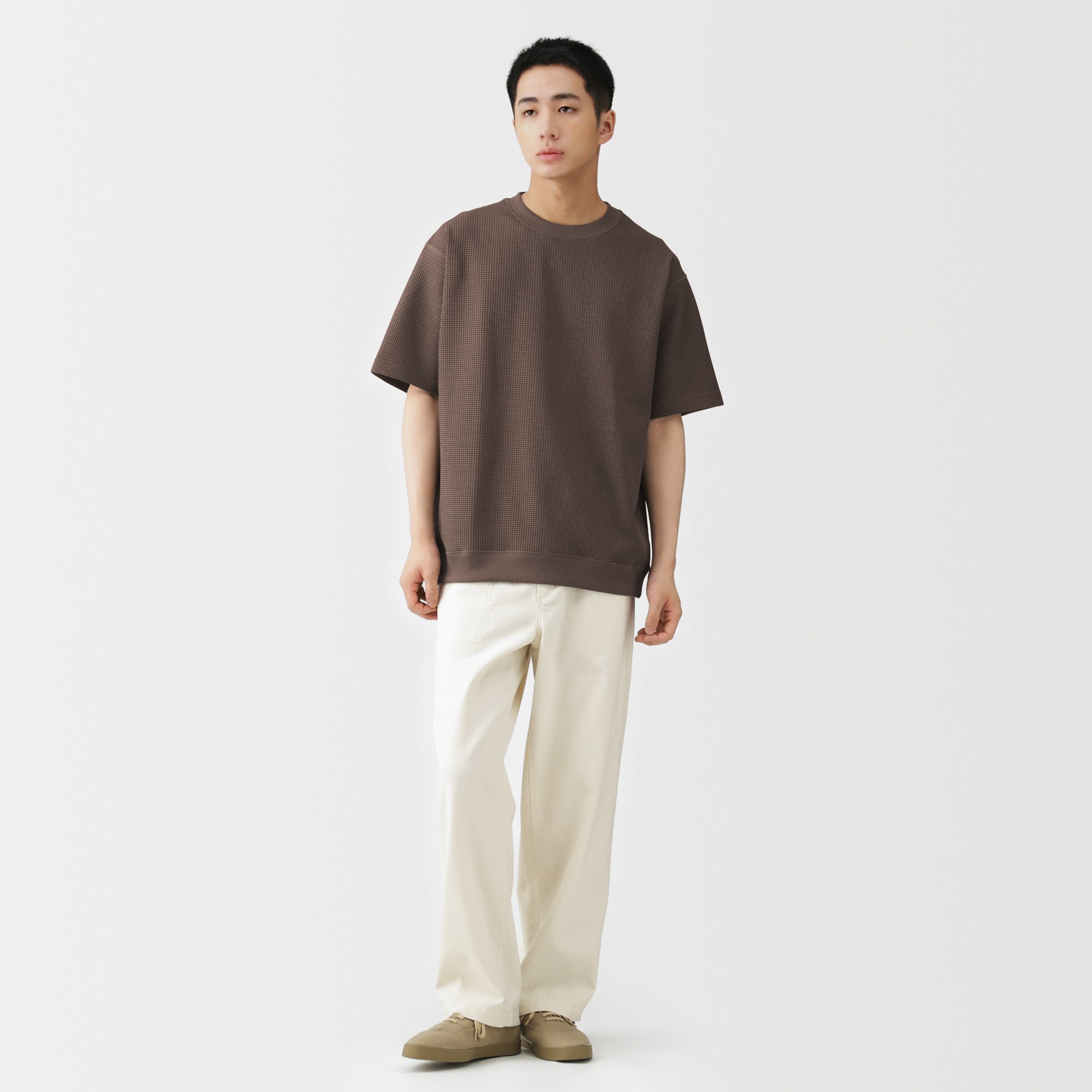 <PET>M's UV protection waffle crew neck S/Slv T-shirt(OS)