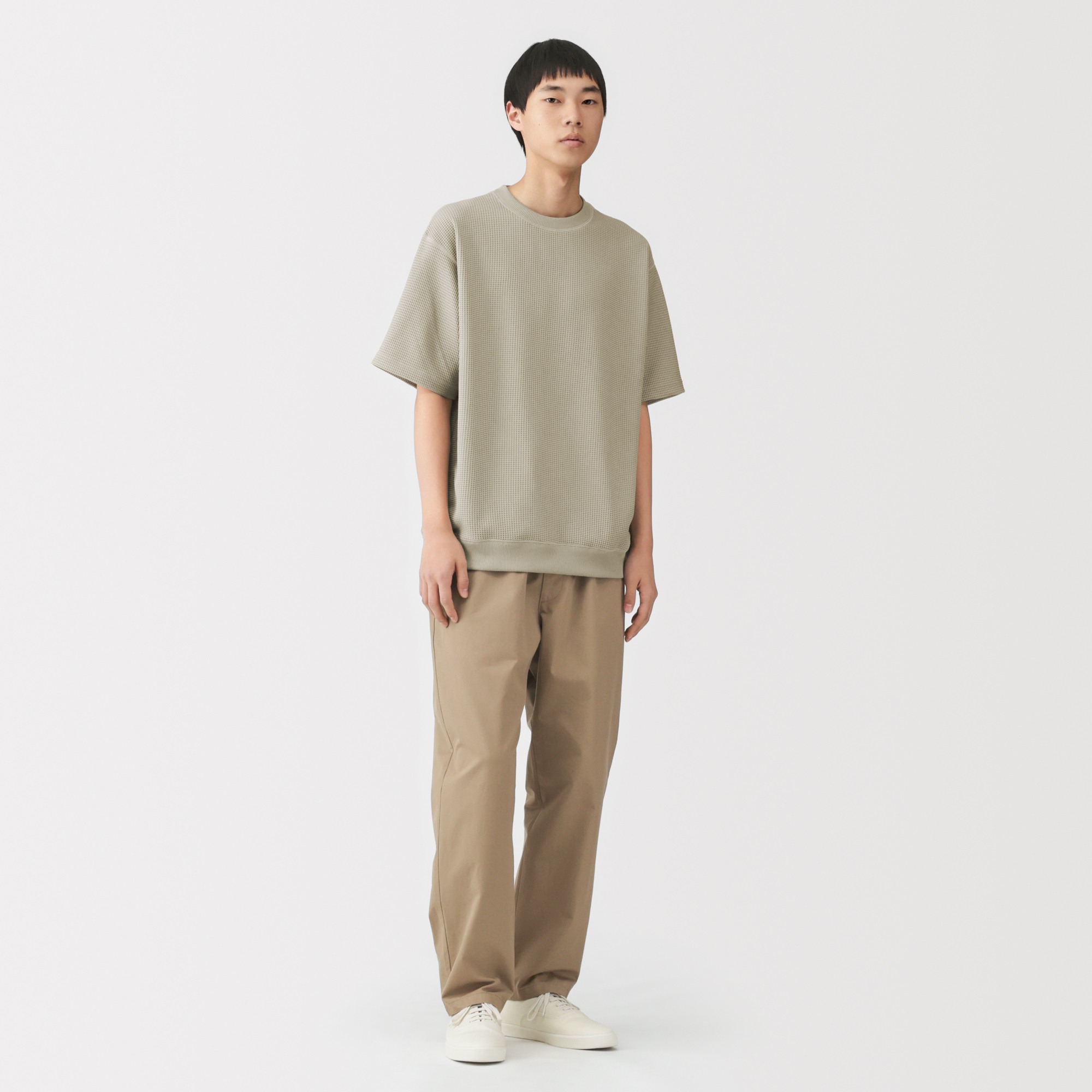 <PET>M's UV protection waffle crew neck S/Slv T-shirt(OS)