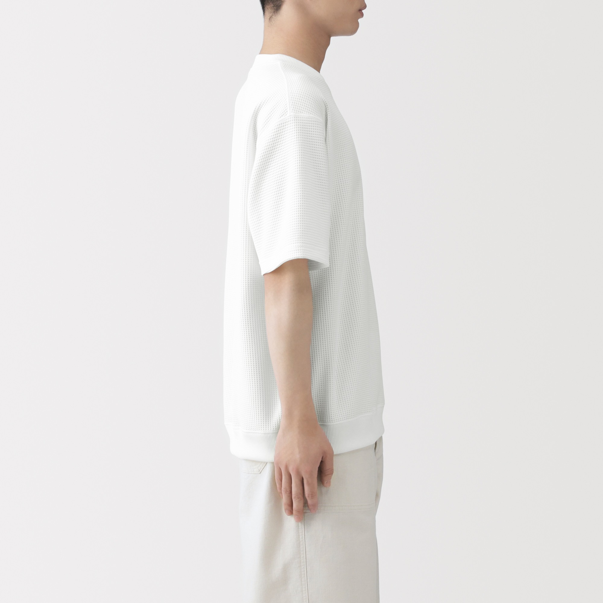 <PET>M's UV protection waffle crew neck S/Slv T-shirt(OS)