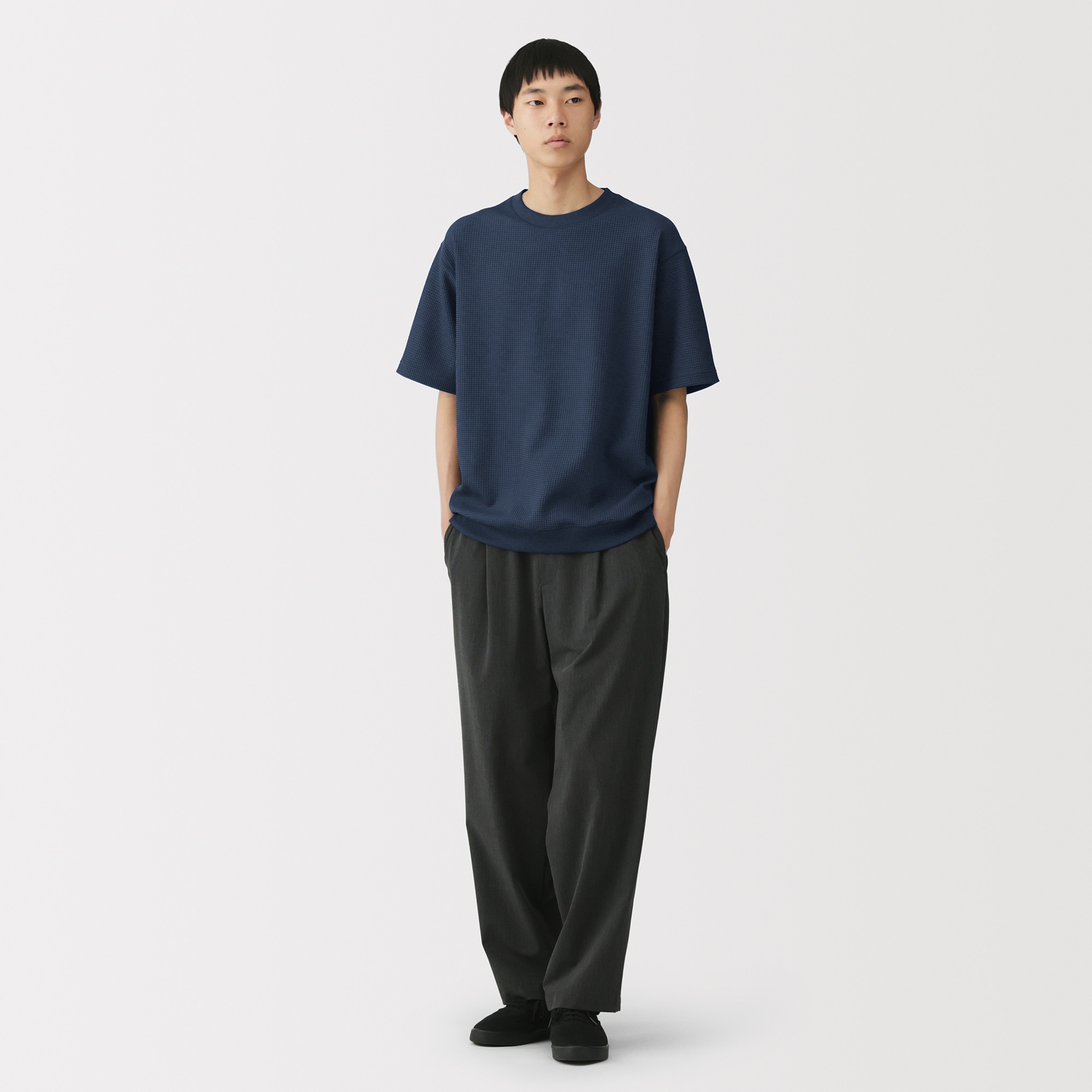 <PET>M's UV protection waffle crew neck S/Slv T-shirt(OS)