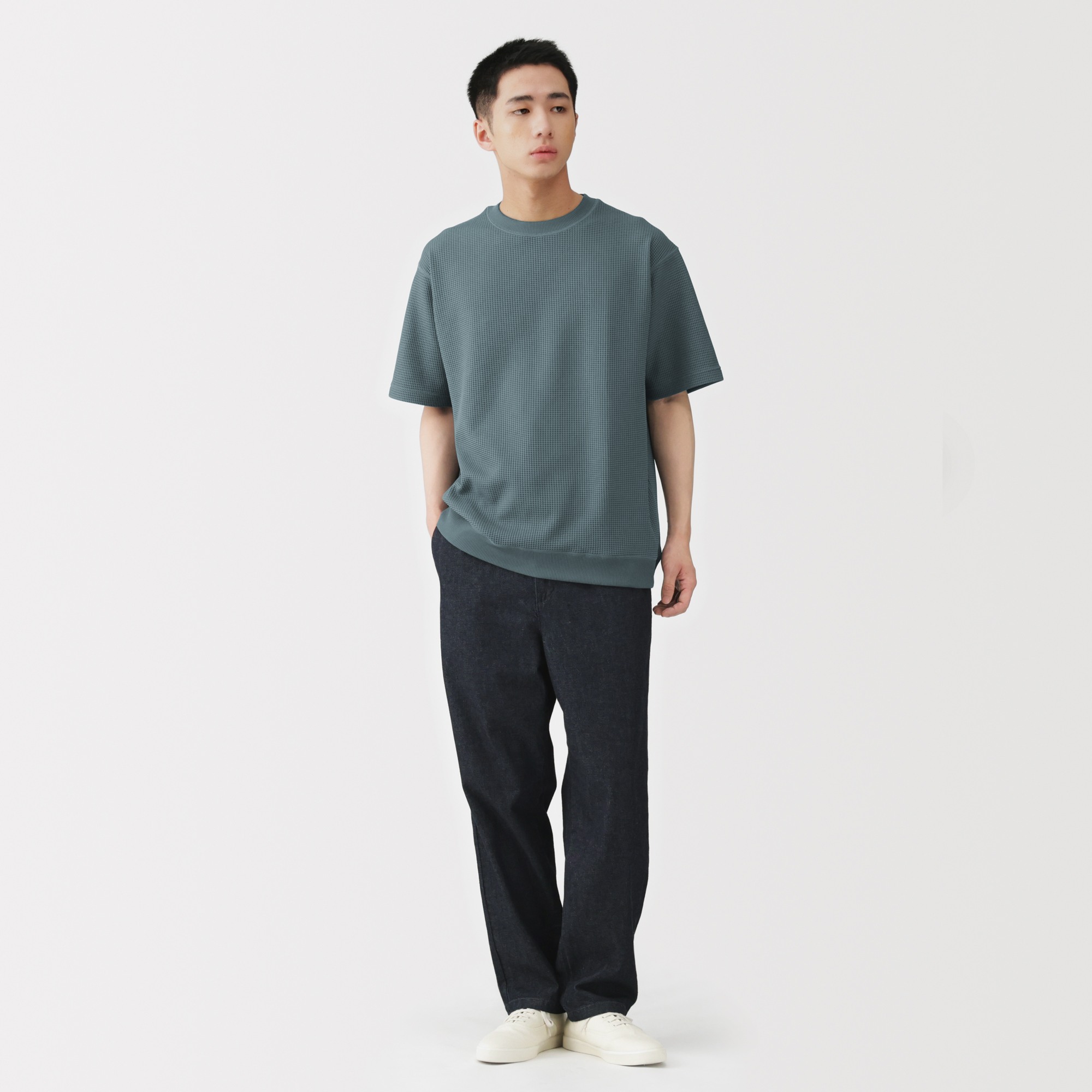<PET>M's UV protection waffle crew neck S/Slv T-shirt(OS)