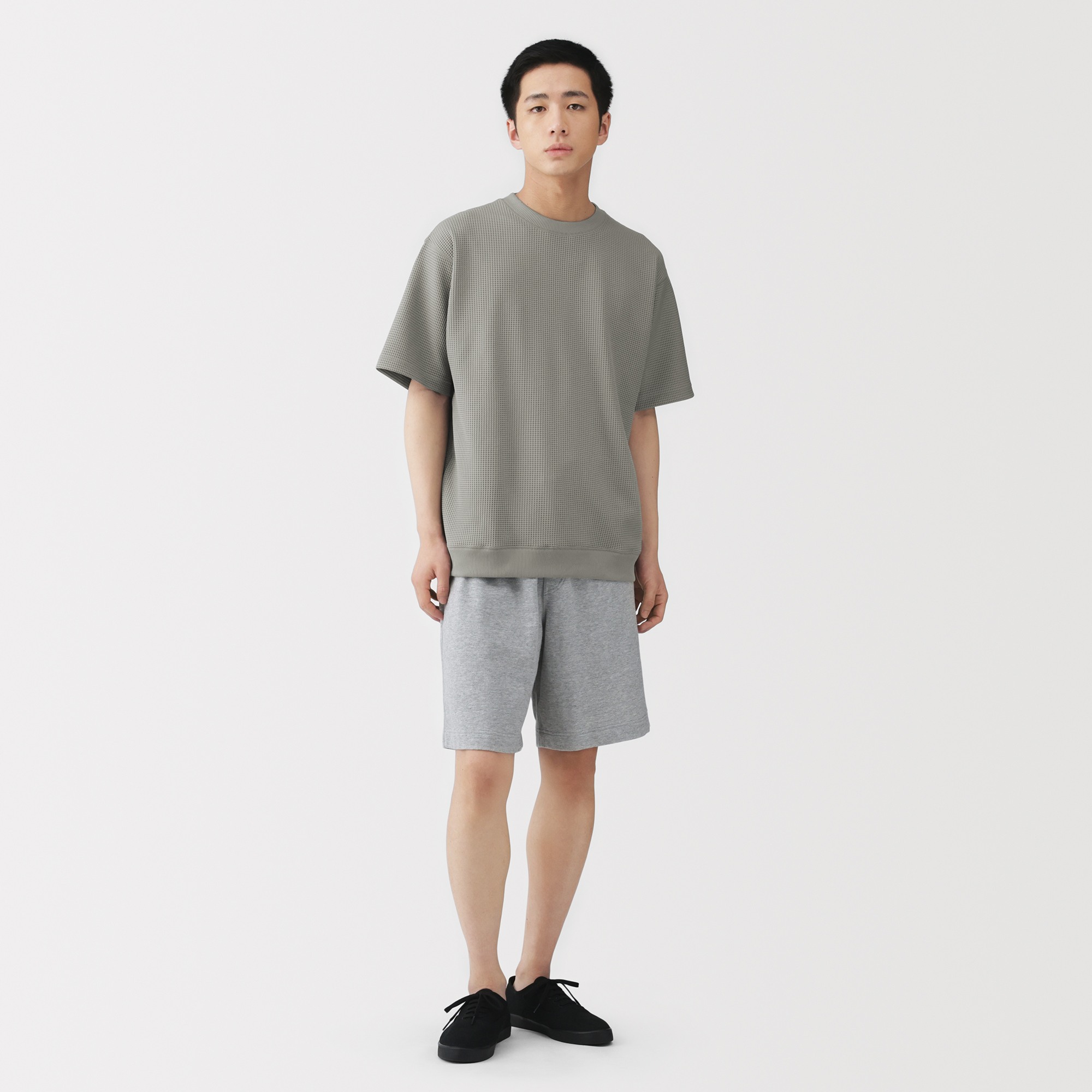 <PET>M's UV protection waffle crew neck S/Slv T-shirt(OS)