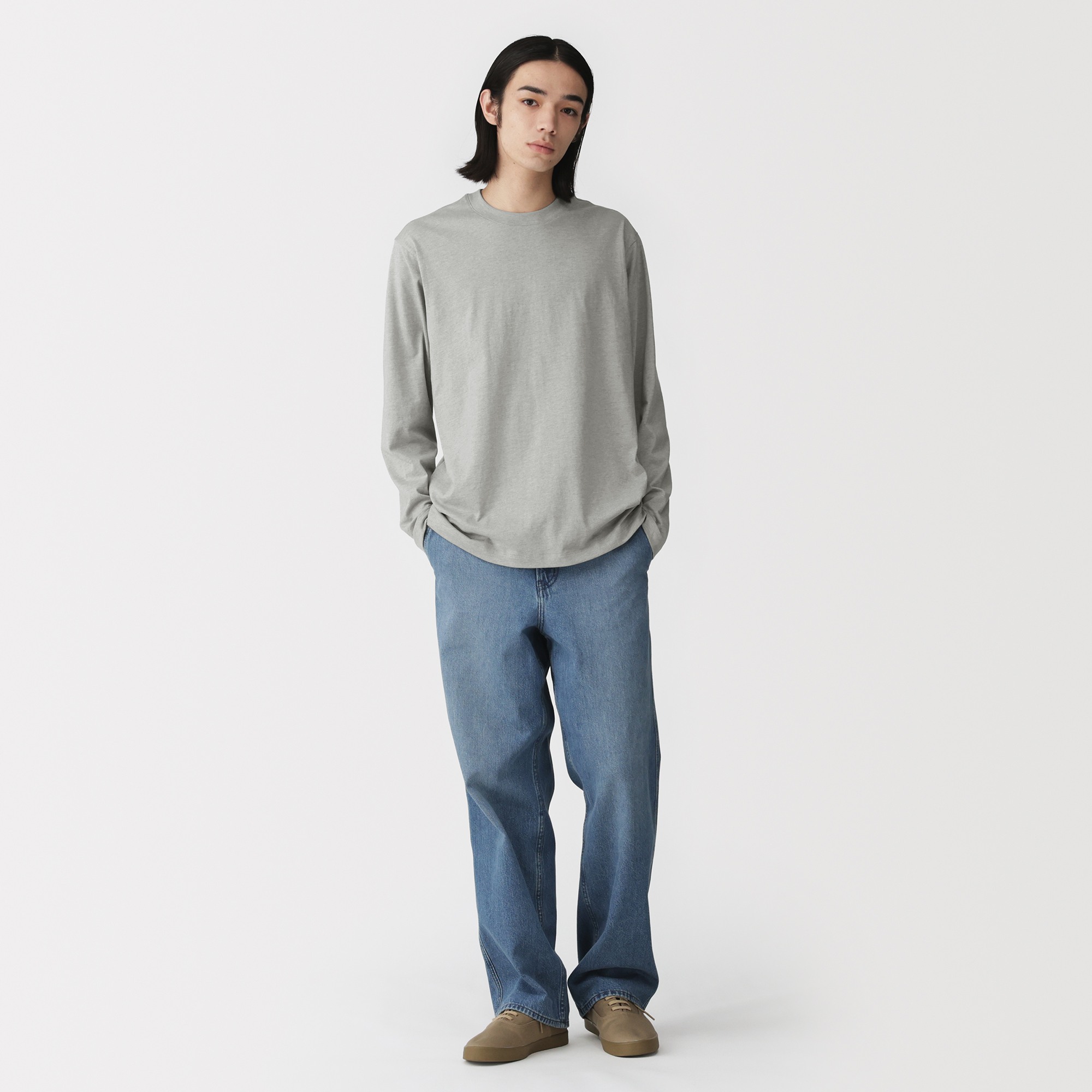 M's Jersey crew neck L/Slv T-shirt